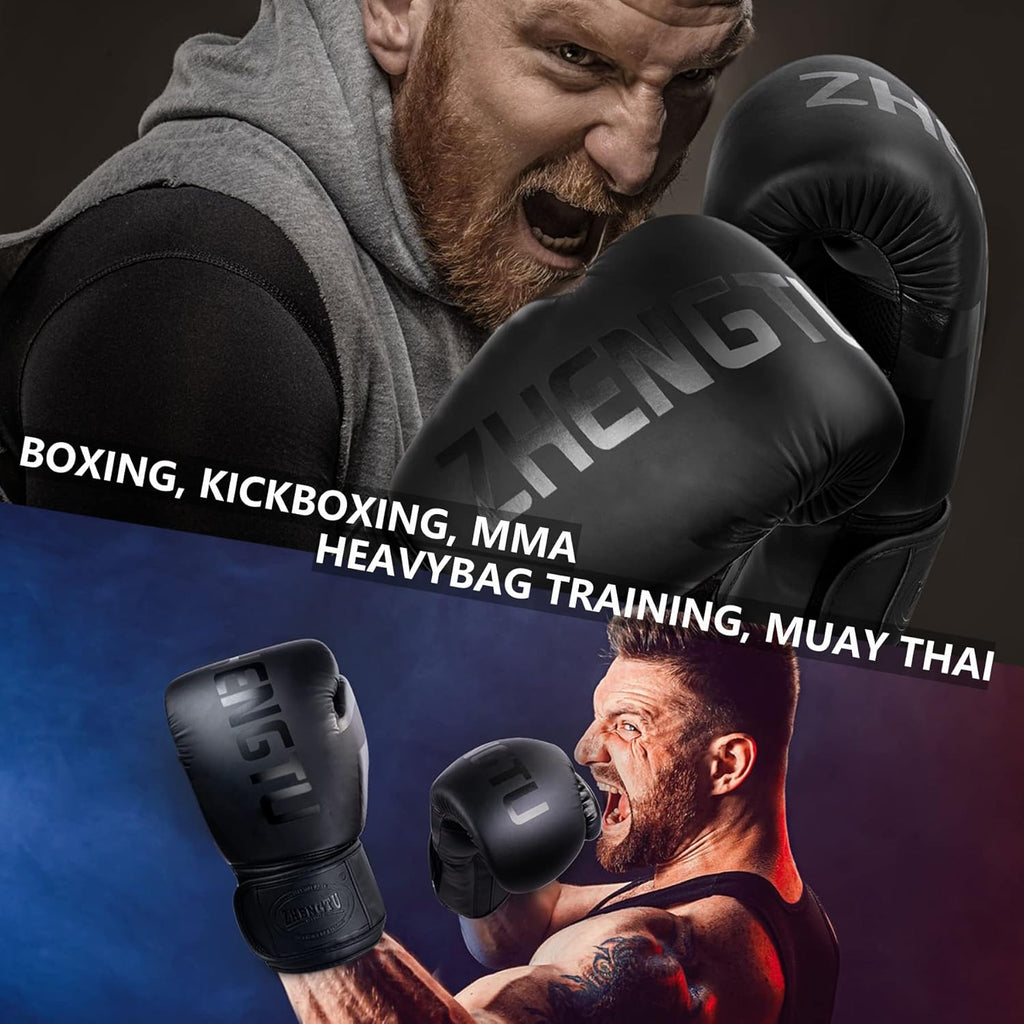 Boxing Gloves PU Leather Muay Thai Punching Bag MMA Kickboxing Pro Grade Sparring Training Fight Gloves for Men & Women
