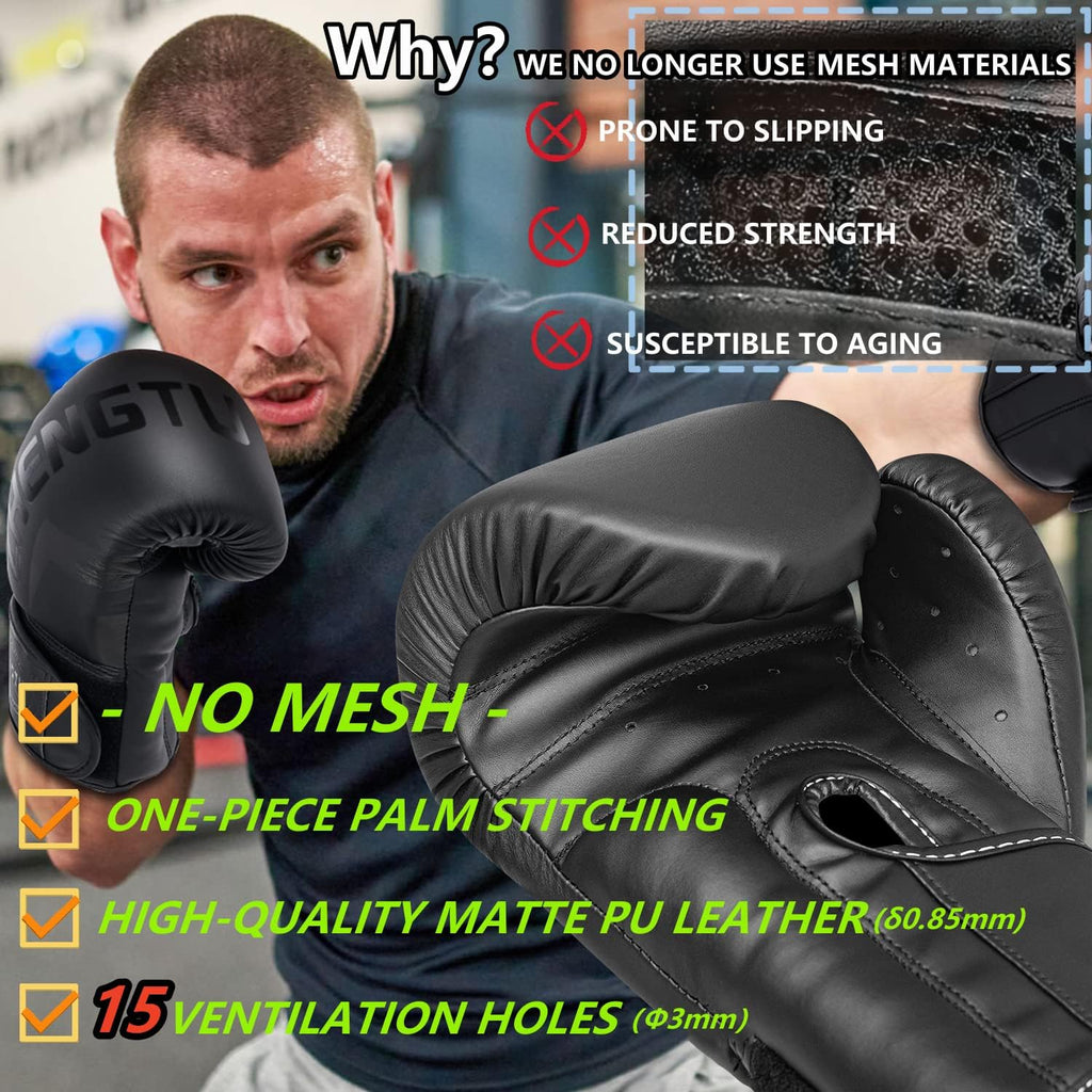 Boxing Gloves PU Leather Muay Thai Punching Bag MMA Kickboxing Pro Grade Sparring Training Fight Gloves for Men & Women